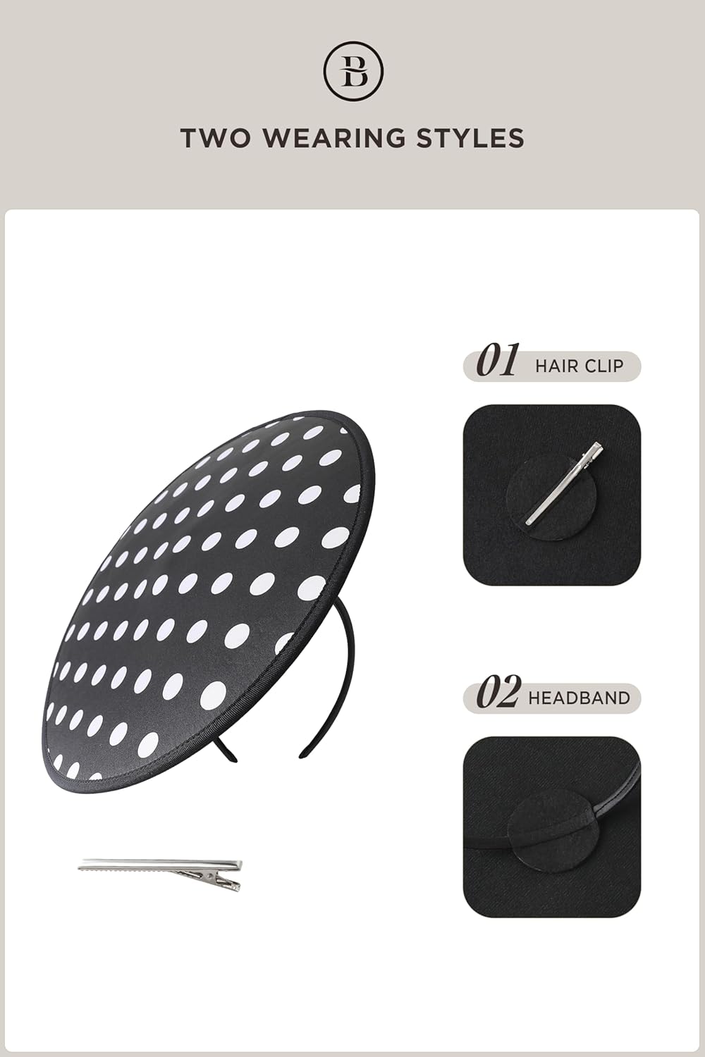 Coucoland Fascinators Hats for Women - Tea Party Cocktail Fascinator Polka Dot Flat Kentucky Vintage Derby Hat for Party - Image 6