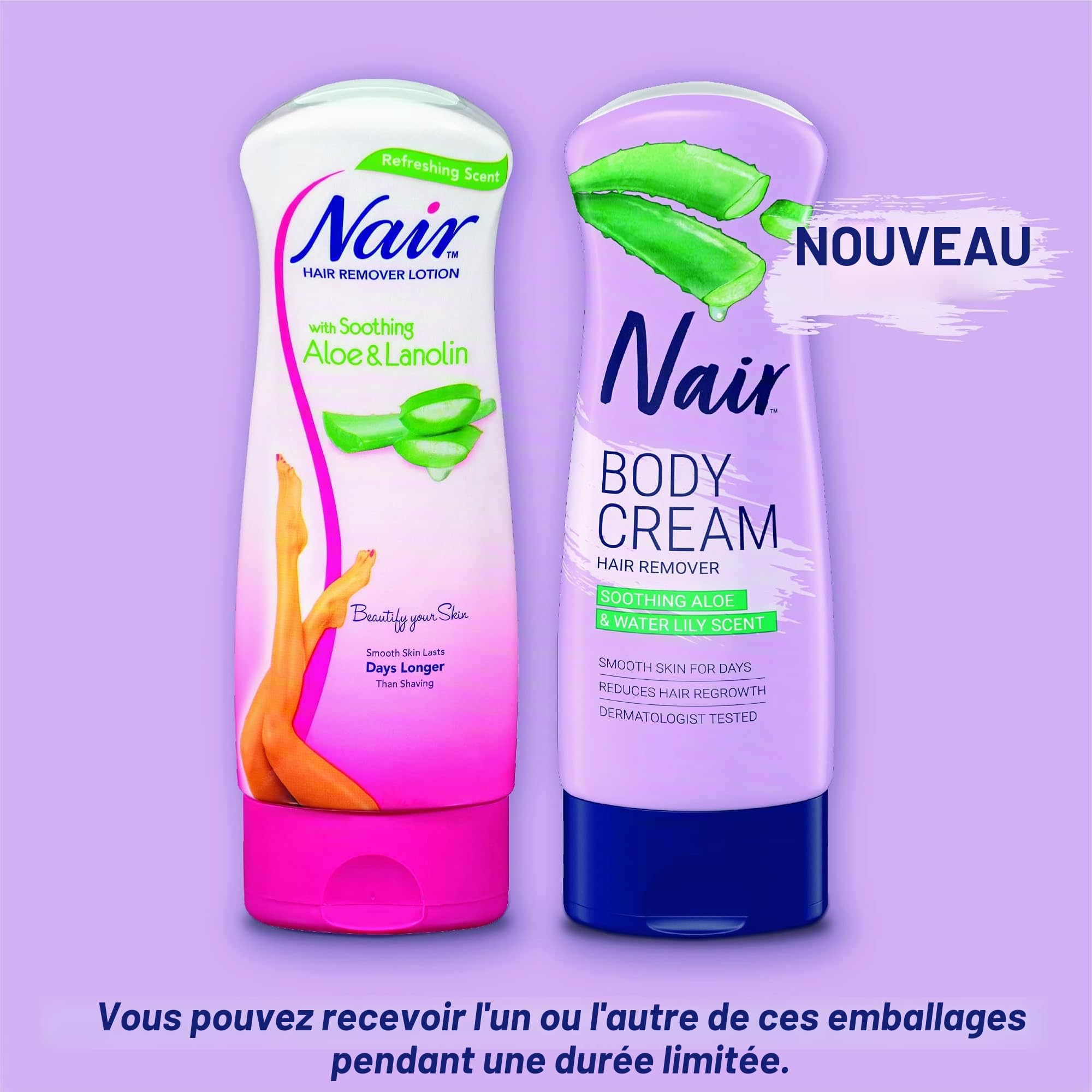 Nair Lotion dépilatoire pour les jambes - Enrichie en extraits d'aloès et en lanoline - Pour une peau lisse et radieuse