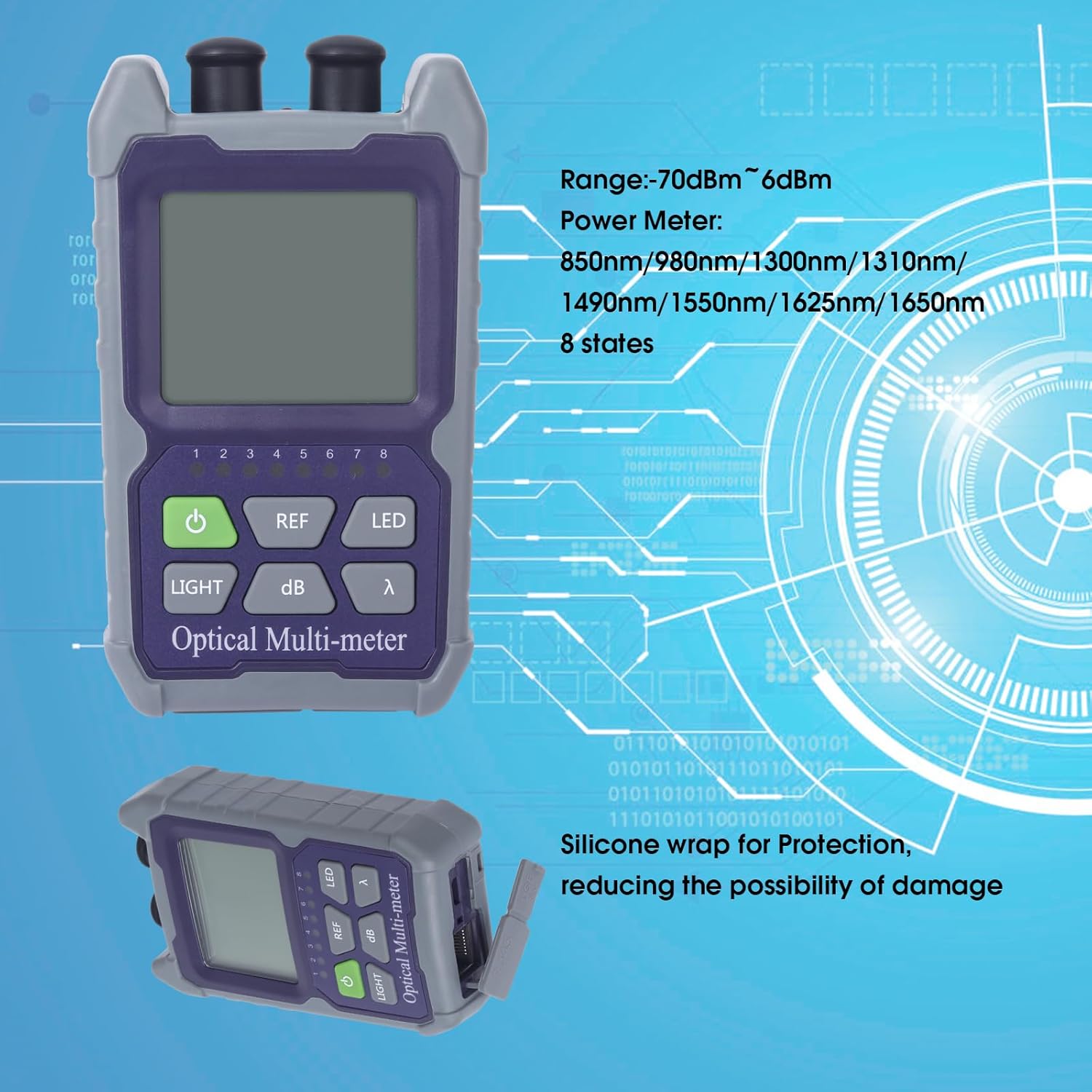 4 in 1 Function Rechargeable Fiber Optic Tester Portable Optical Power Meter (FC/SC/ST) & VFL 2mw Visual Fault Locator & LED, OPM & VFL, Range: (-70) dBm ~ (+6) dBm