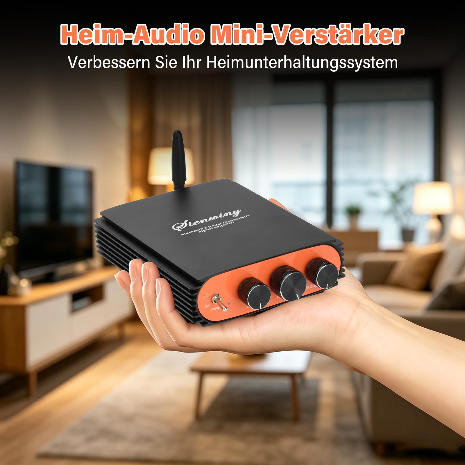 5.3 Bluetooth Verstärker HiFi Stereo, 300Wx2 2-Kanal Mini Subwoofer Amplifier mit TPA3255 Amp Chip, Class D Digital Audio Verstärker mit DSP ＆ SUB Out, DC 24-36V, BT/USB/AUX, 20Hz-20KHz