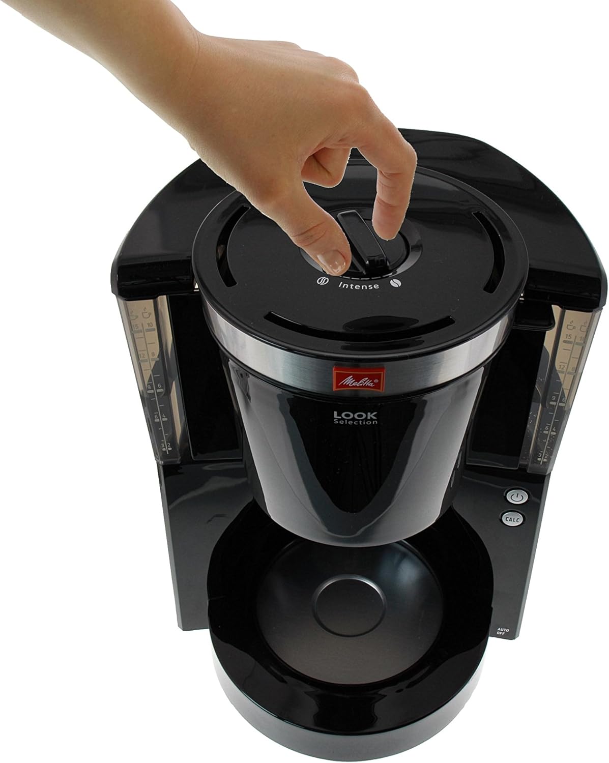 Melitta, Macchina per caffè con caraffa in vetro, collezione LOOK, selezionatore di aroma brevettato, Nero, 1011-04 1000W