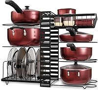 TIDYTIER 7-Tier Adjustable Pots Pans Organizer Under Cabinet - Pot Lid Rack with Utensil Basket, Sturdy Steel Kitchen Storage