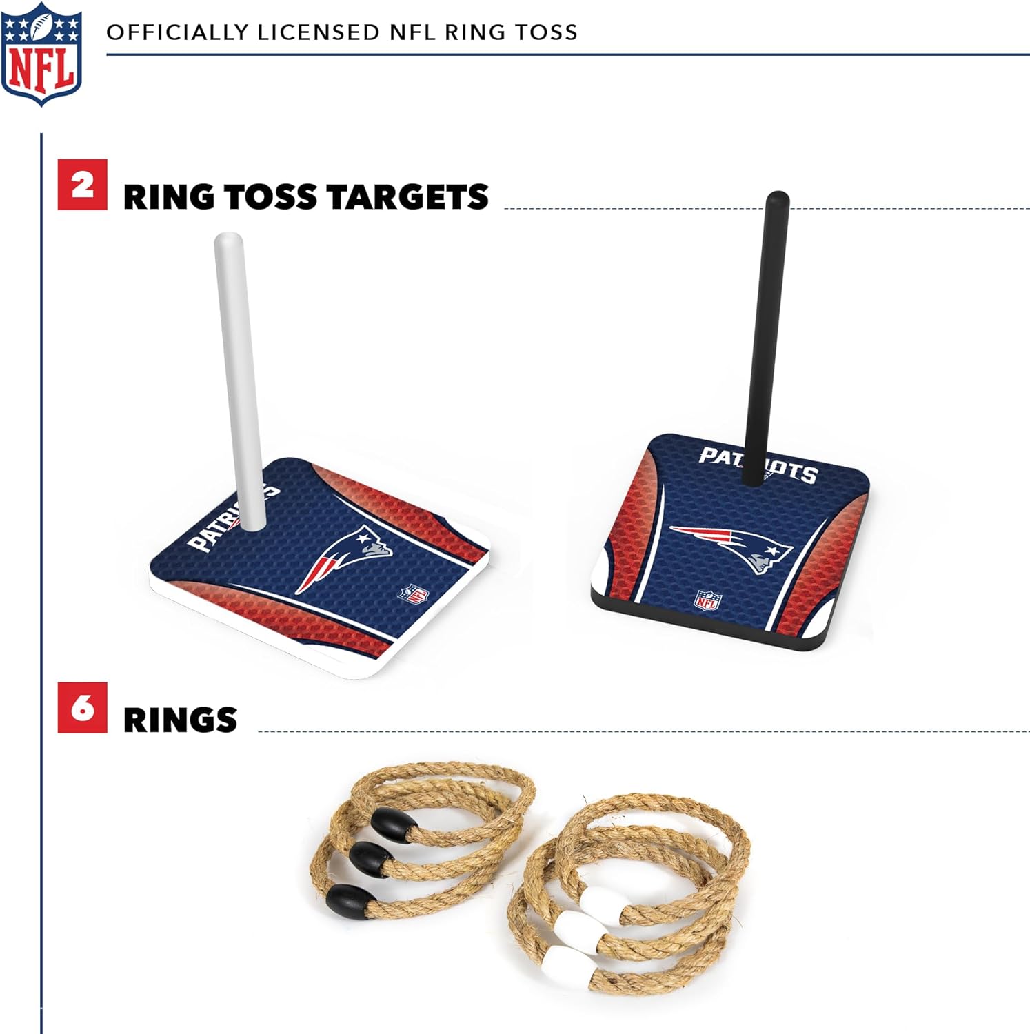 Wild Sports NFL Quoits Set with Direct Print HD Team Graphics – Tailgate Ring Toss Game – Great Gift for Any Football Fan! Ring Toss Family Outdoor Games for The Beach, BBQ, or Tailgate Party