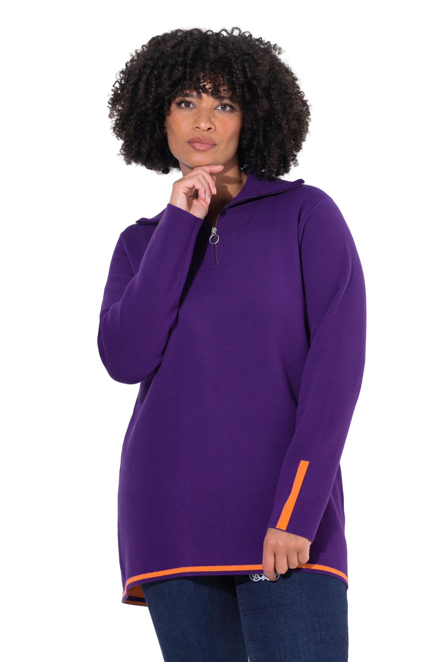 Angel of Style Damen große Größen Übergrößen Plus Size Strick-Troyer, Doubleface-Strick, Zippkragen 835338