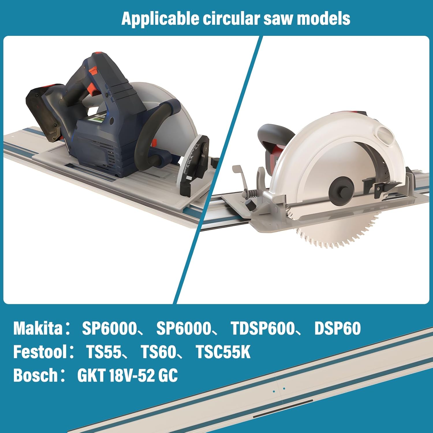 2PCS x 39" Track Saw Guide Rails Compatible with Makita Track Saw, Includes 2 Guide Rails, 2 Guide Rail Connectors & Guide Rail Splinter Guard Strip for Woodworking Longer Cuts, Sliver