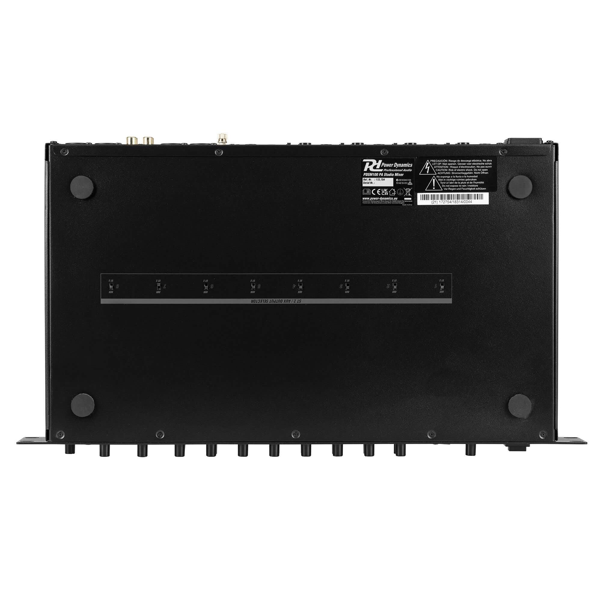 Power Dynamics PDSM100 Studio Mixer - 19 Zoll Rack Line-Mischpult mit 2 regelbaren Zonenausgängen, 8-Kanal-Stereomischer für Studio Submixing, Installationen, Keyboarder - Schwarz