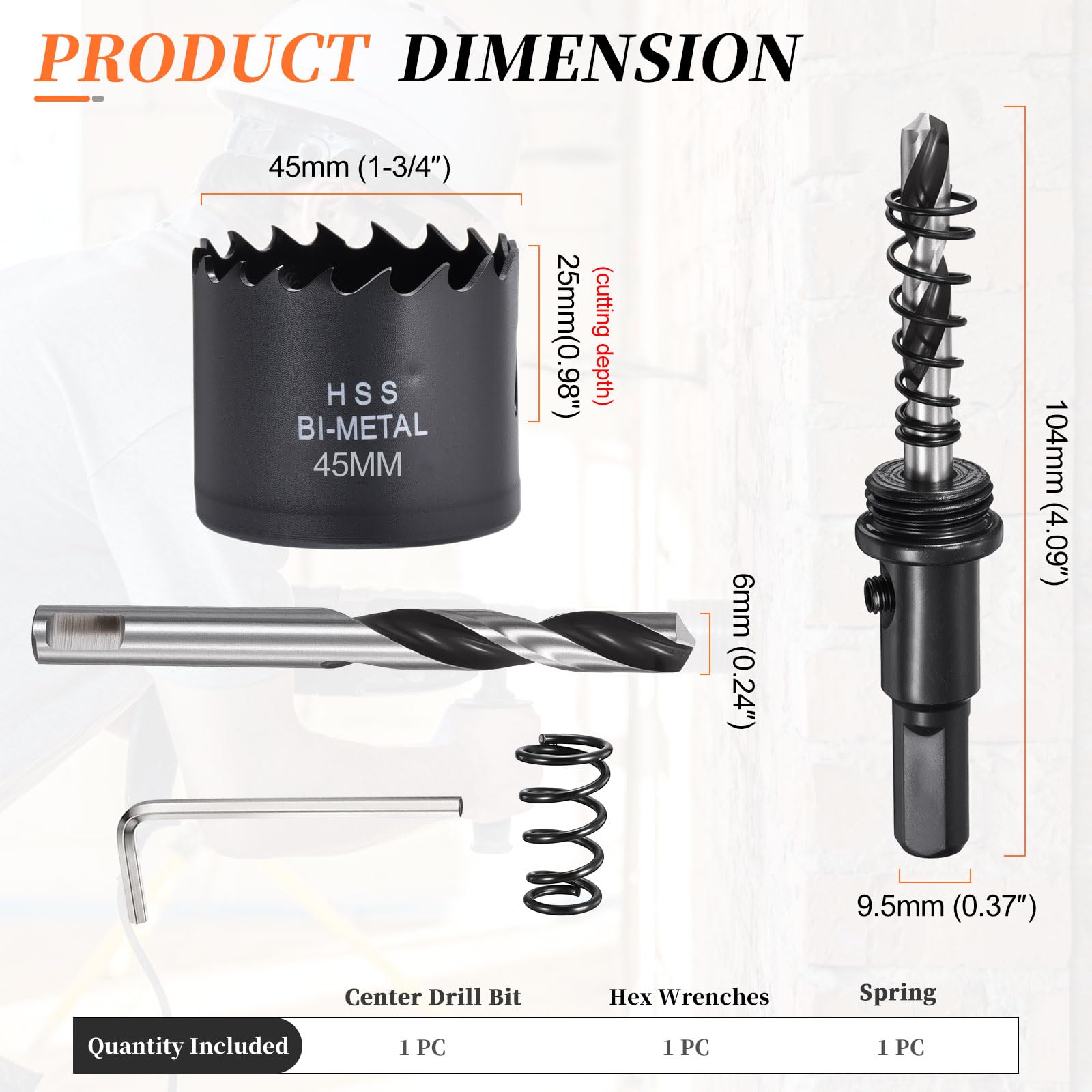 METALLIXITY Bi-Metal Hole Saw 1-3/4", M42 HSS Circular Head 45mm Hole Cutter with Center Drill Bit - Image 2