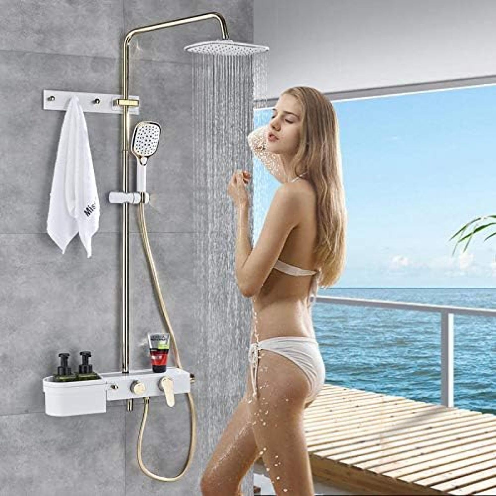 Robinet de bain-douche mural à pluie avec boîte intégrée pour un confort moderne