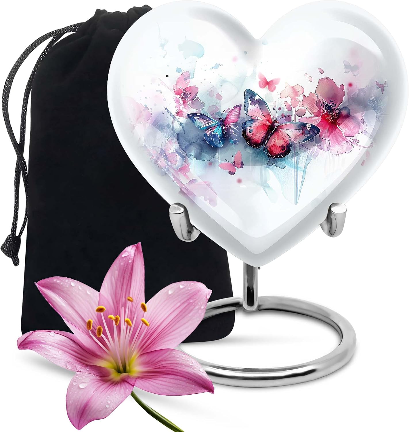 Butterfly Urn - 8 Inch Urn - White Cremation Urns for Human Ashes, Pet Urns for Dogs Ashes, Urn for Ashes, Large Urns for Human Ashes Female, Urn for Ashes Adult Male