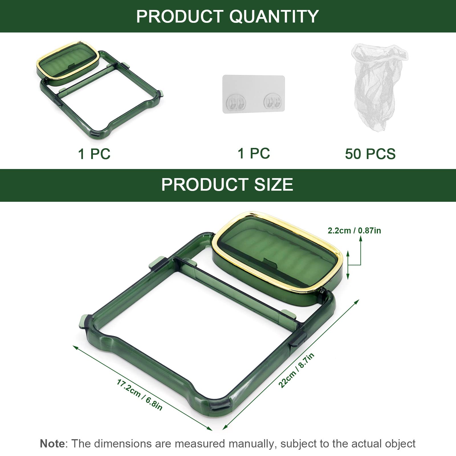 HenSych Collapsible Sink Strainer, Rack with 100pcs Disposable Filter Screen, Kitchen Sink Filter, Dark Green - Image 2