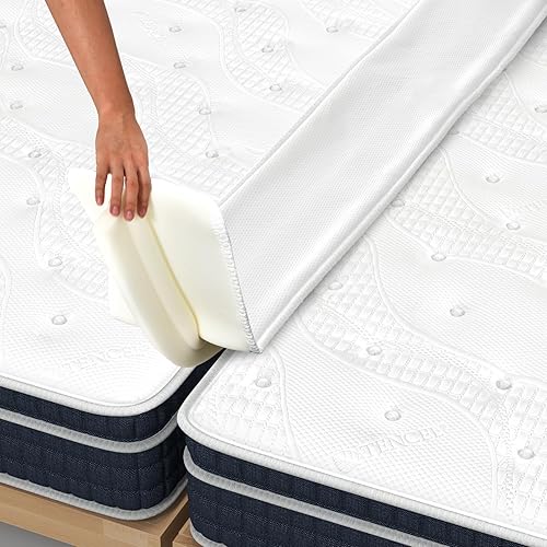 Miniatura 8 de GOFLAME Kit convertidor de puente de cama individual a King de 9 pulgadas de ancho, kit de conector de colchón con correa ajustable, relleno de