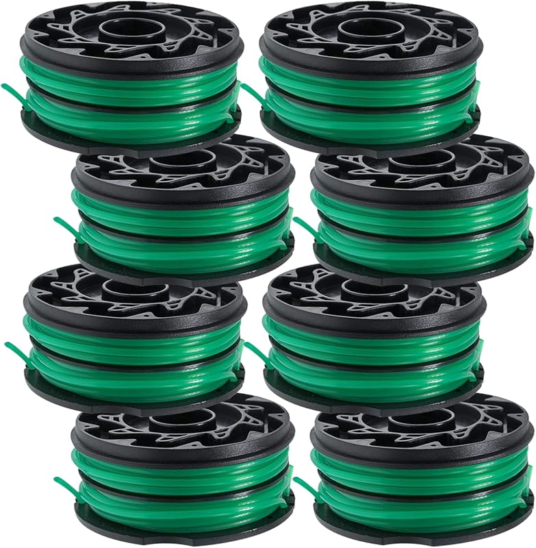 DF-080 Compatible with Black+Decker String Trimmer GH1000 GH1100 GH2000 Electric String Grass Trimmer Lawn Edger, DF080 Replacement Spool Dual Line 30ft 0.080" Auto-Feed Spool 8 Pack