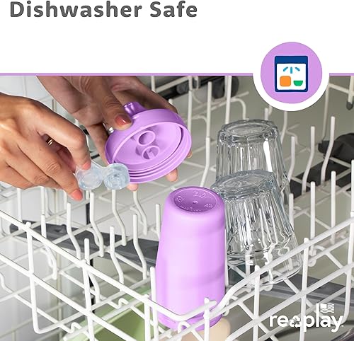 Miniatura 41 de Re-Play - Vasos de 10 onzas, hechos en EE.UU. Vasos antiderrames para la alimentación de bebés, niñas y niños pequeños, en color blanco, rosa hielo
