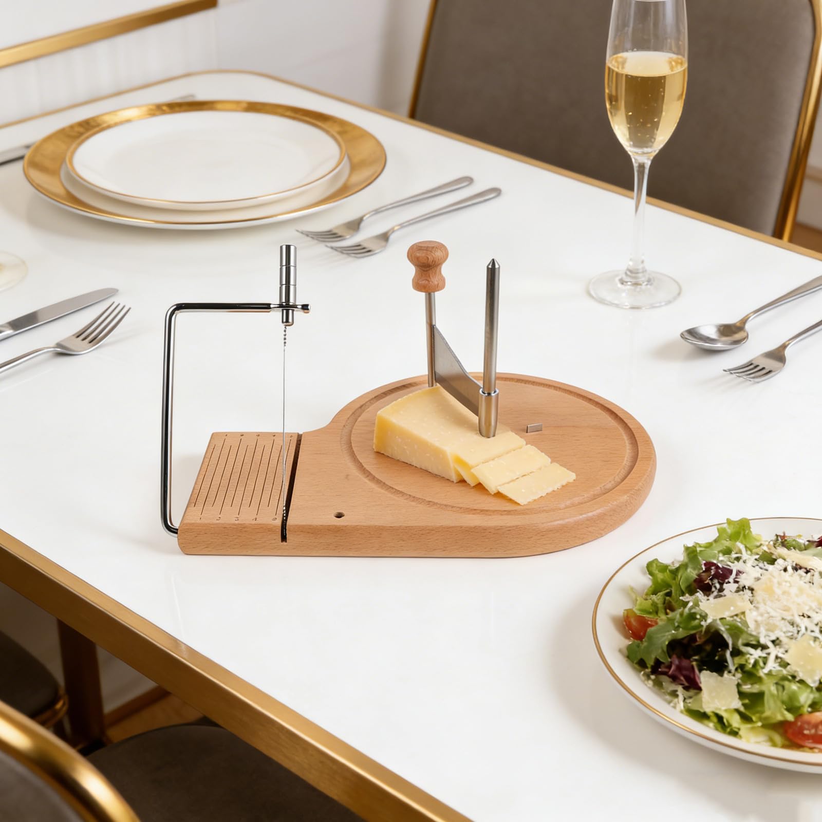 Rallador de Queso Rotatorio Manual de Cocina Manivela | Base Beige de Madera y Metal, Portátil para Cocina y Exterior, Apto para Queso y Trufas