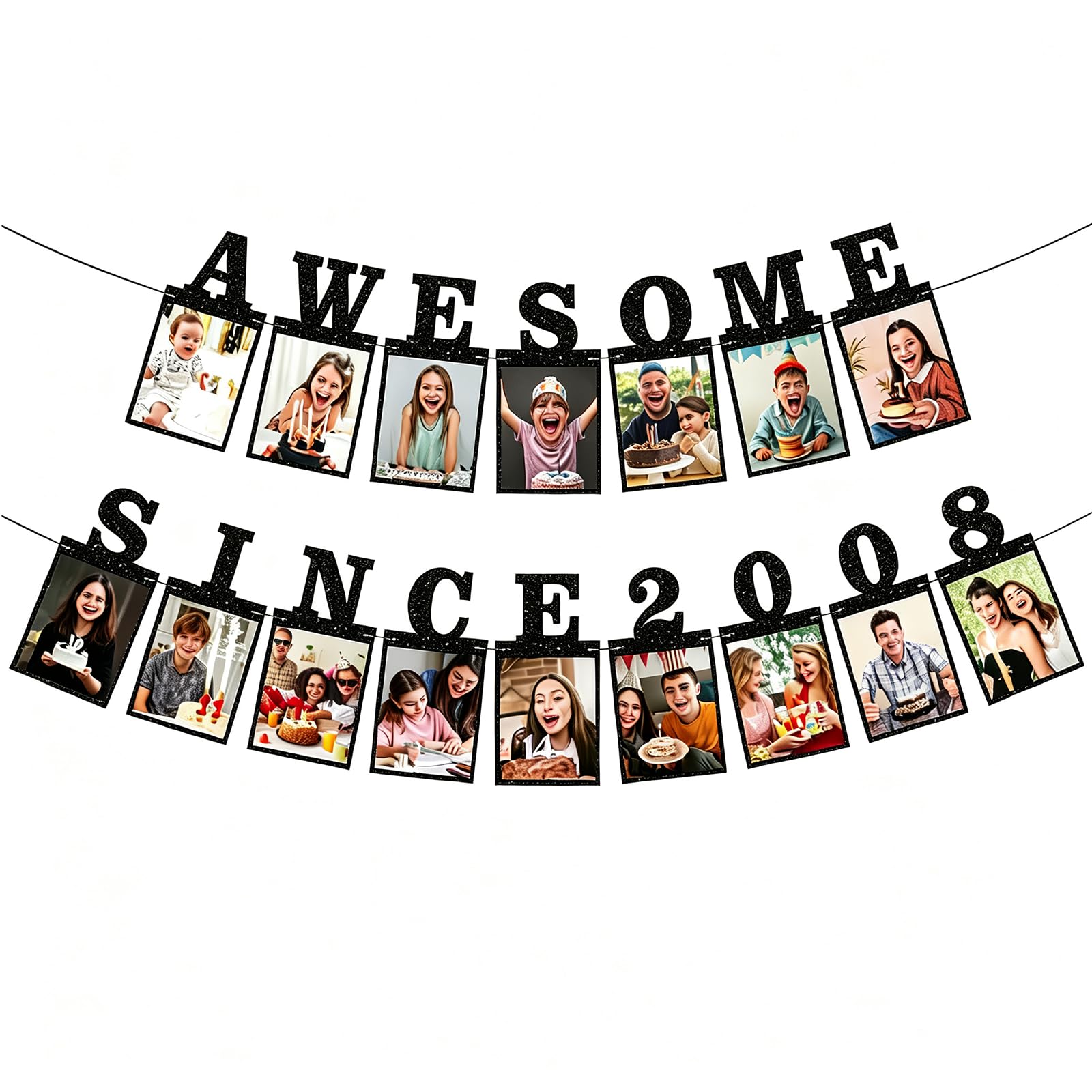 Happy 18th Birthday Decorations Photo Banner, Black