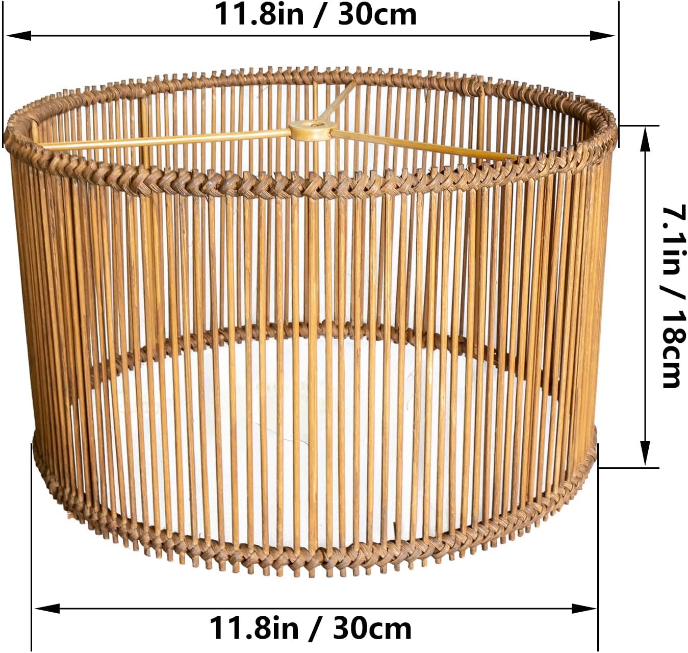 Bamboo LampShades Medium Rattan Lamp shade,Drum,Boho Lamp shades For Table Lamps,replacement lampshade For Floor Lamp,Chandeliers,living room bedroom,Home office (Round 3 Bamboo)