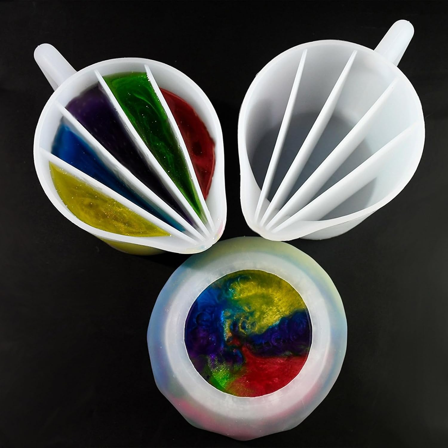 Silicone Split Cup Silicone Mixing Cup with 5 Compartment Paint Pouring Cups Making Tool for Artists and Modeling Clay Mixing Cup