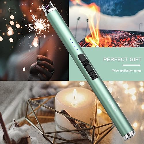 Miniatura 35 de ARECTECH Encendedor eléctrico recargable de plasma de arco, resistente al viento, para velas, cocina, regalo de cumpleaños para mamá, hombres, Negro