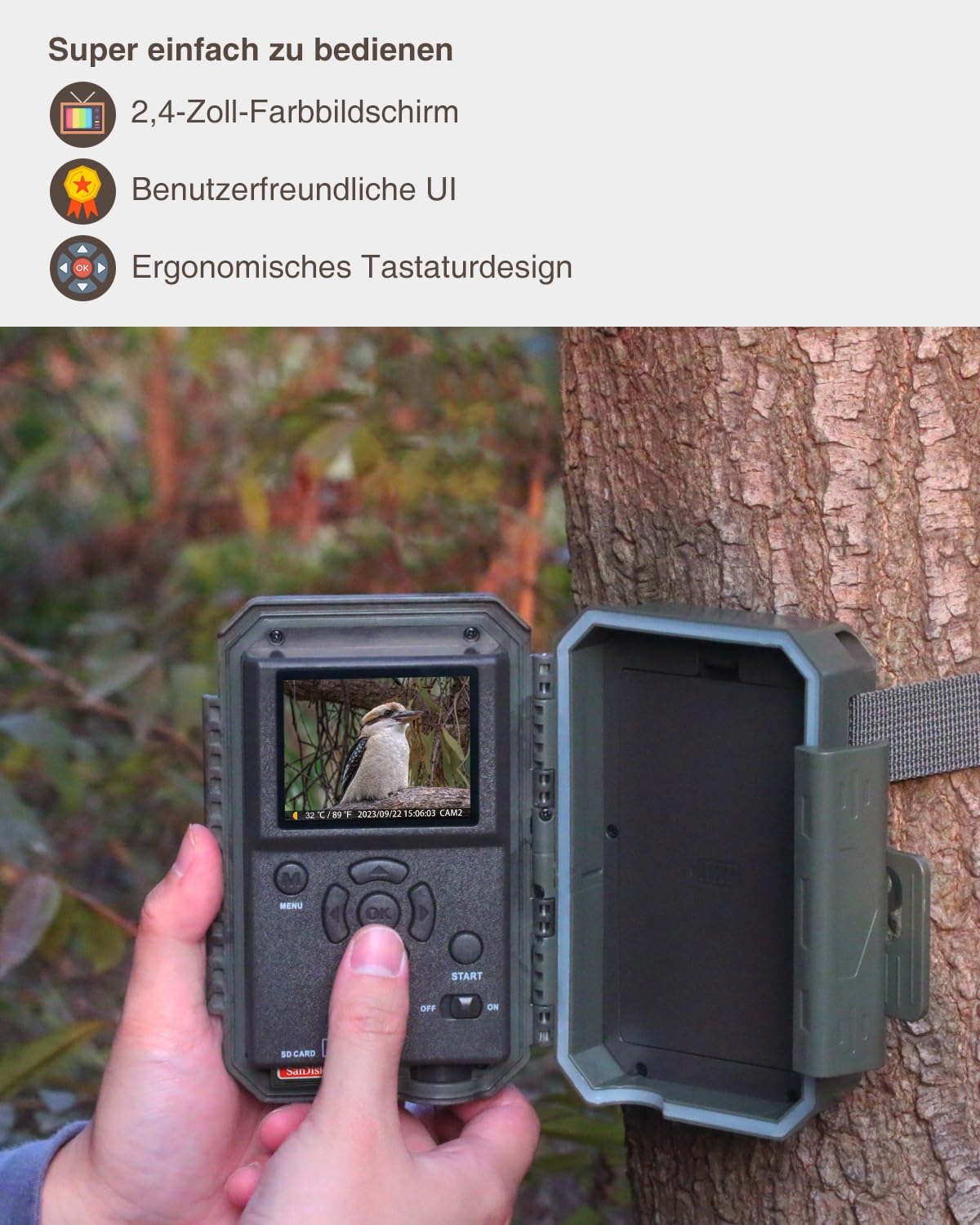 GardePro A5 Wildkamera 64MP 1296P H.264 Video, Wildkamera mit Bewegungsmelder Nachtsicht bis 30m, No-Glow Infrarot Wildtierkamera Outdoor Wasserdicht Tierkamera
