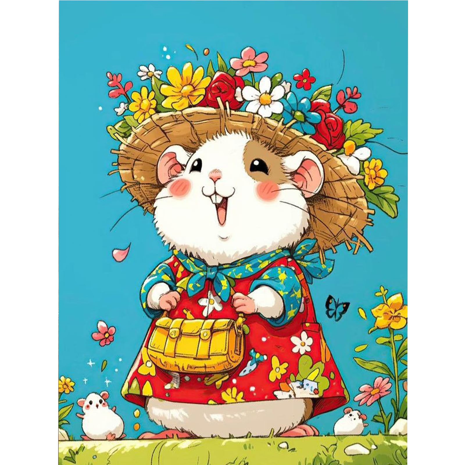 DIY Guinea Pig Paint by Numbers Kits Drawing Paintwork on Canvas 11.81x15.75inch with Frame Canvas Oil Painting Number Painting for Beginners Adults Gift Home Wall Decor