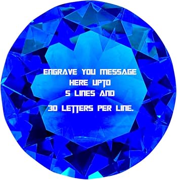 Custom Personalized Crystal Diamond Engraved Paper Weight R Blue
