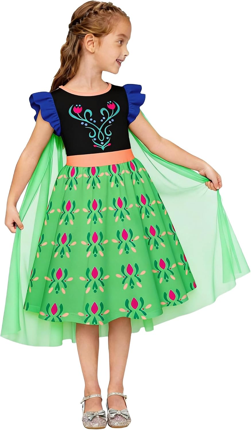 LQSZ Girls Princess Nightgowns Flutter Sleeves Night Dress Sleepwear 3-10 Years Pajamas Nightgowns for Little Girls