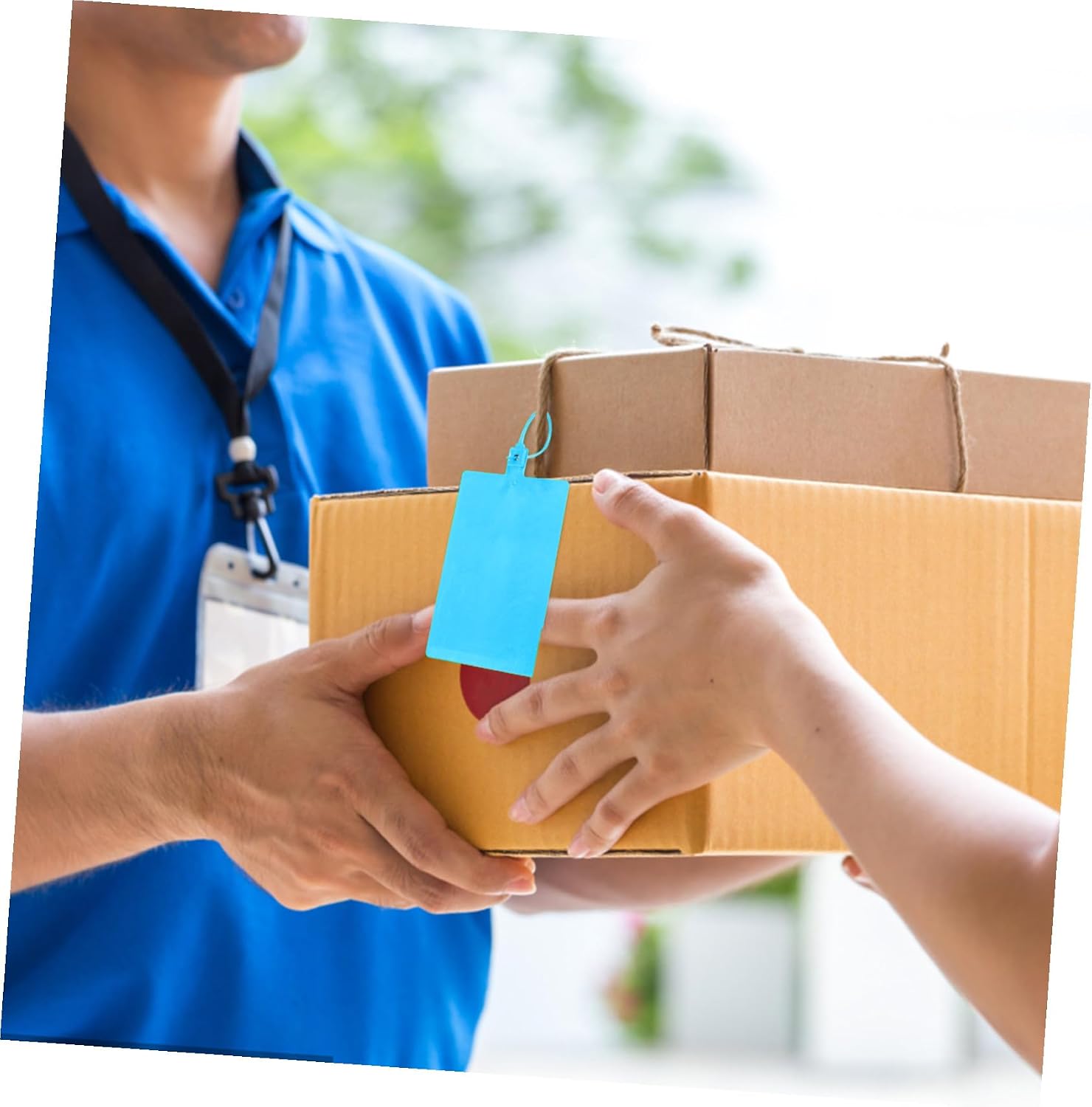 100pcs Blue Plastic Shipping Tags with Wire Cable 5.8x100mm Sturdy Labeling Tags for Industrial Packaging and Equipment Identification