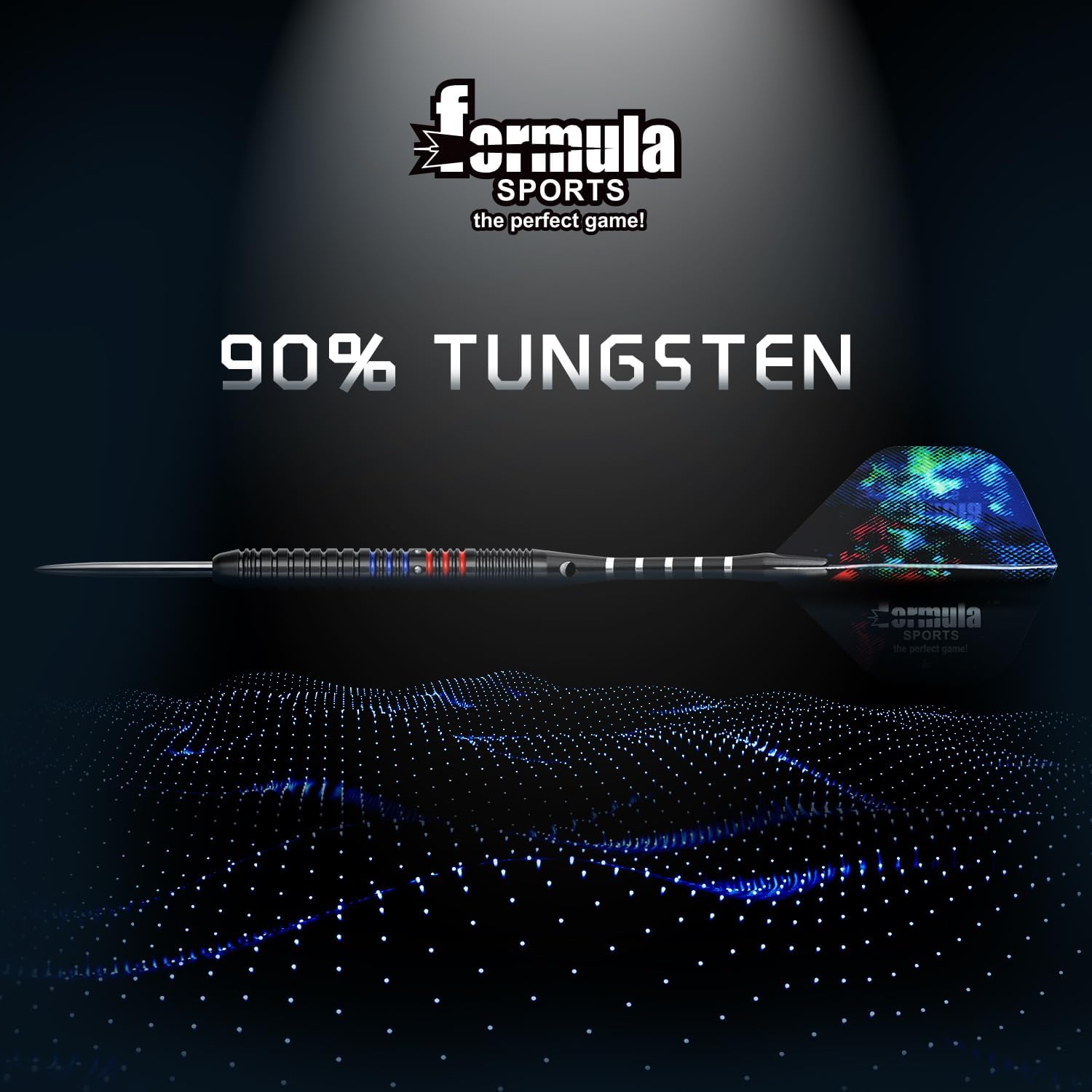 Formula Sports 90% Tungsten Darts Metal Tip Set - Professional Steel Tip Darts Set 21g/22g/23g/24g, with Aluminum Shafts, Tungsten Barrels, Dart Sharpener, Extra Flights