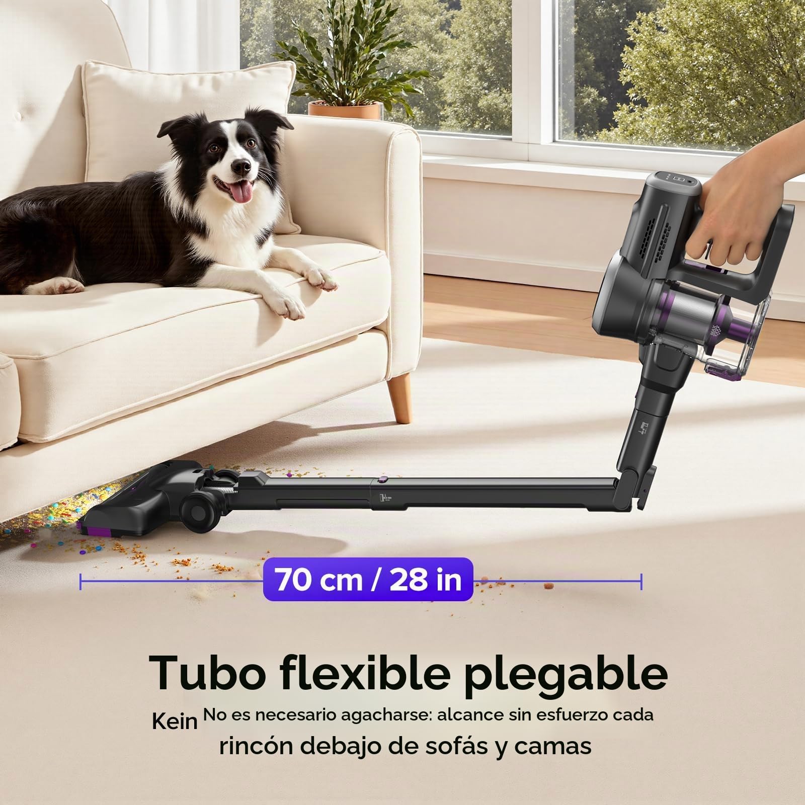 Lubluelu Aspiradora inalámbrica con batería, potencia de succión inalámbrica, aspiradora de 25,9 V, con batería independiente, 50 min, 120.000 rpm, aspiradora inalámbrica para pelo de animales
