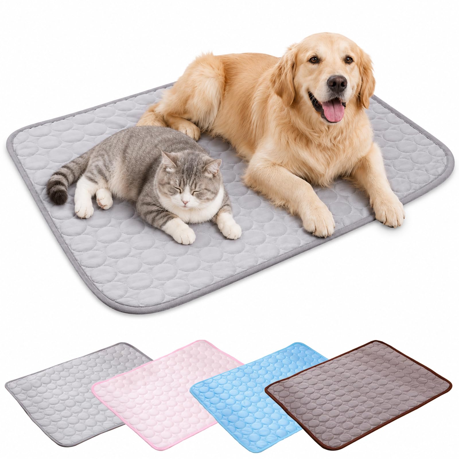 Outdoor Cooling Mat for Dogs Ice Silk, Dog Cooling Mat for Indoor，grey：XXL