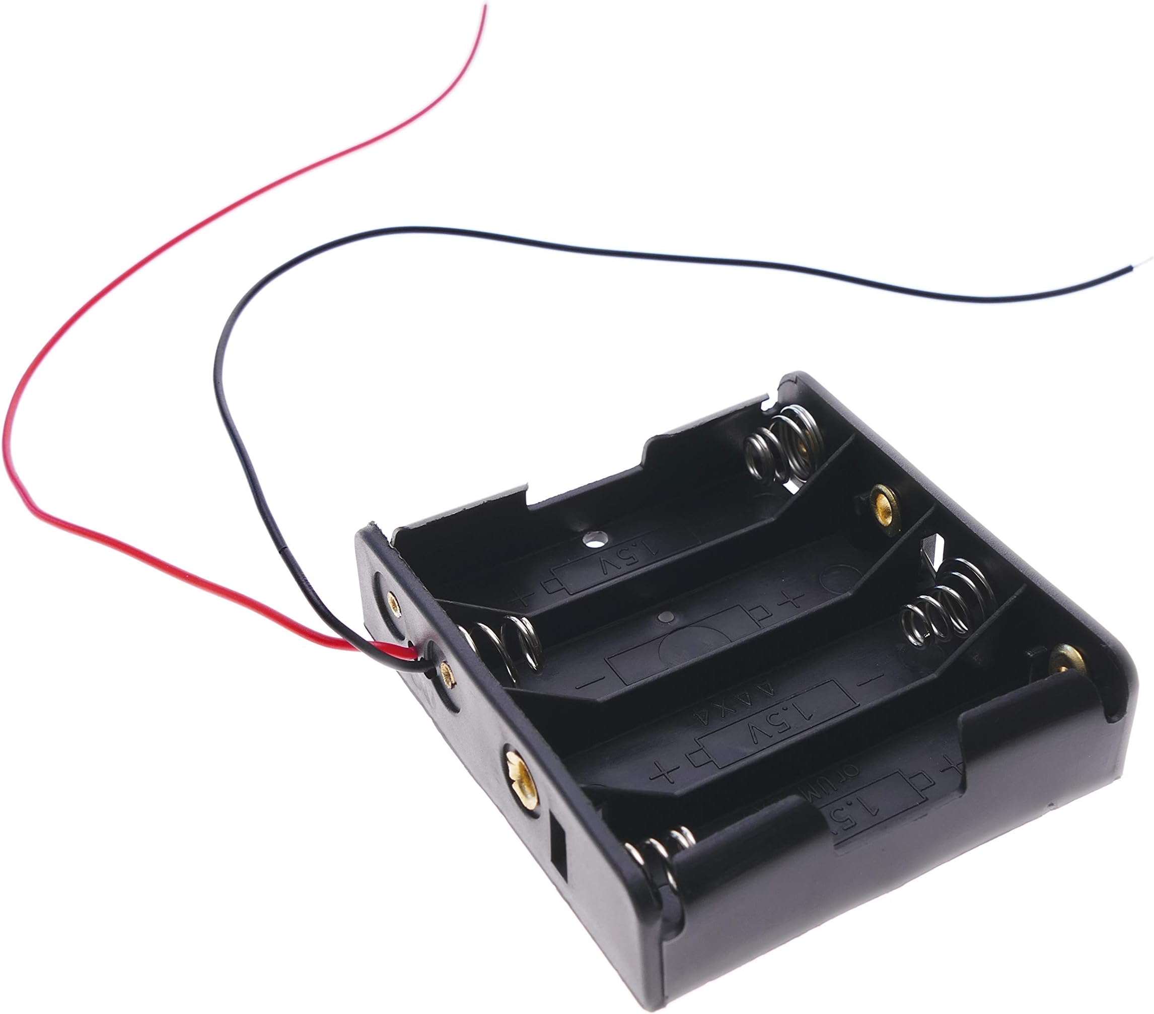 BeMatik Flat Battery Holder for 4 LR6 AA 1.5V Batteries (EN090)