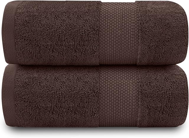 GC GAVENO CAVAILIA Bardzo duży ręcznik kąpielowy 2 sztuki - 700 g/m² jakość hotelowa egipska bawełna bardzo duże ręczniki 100 x 180 cm - bardzo miękki ręcznik łazienkowy - czekoladowy