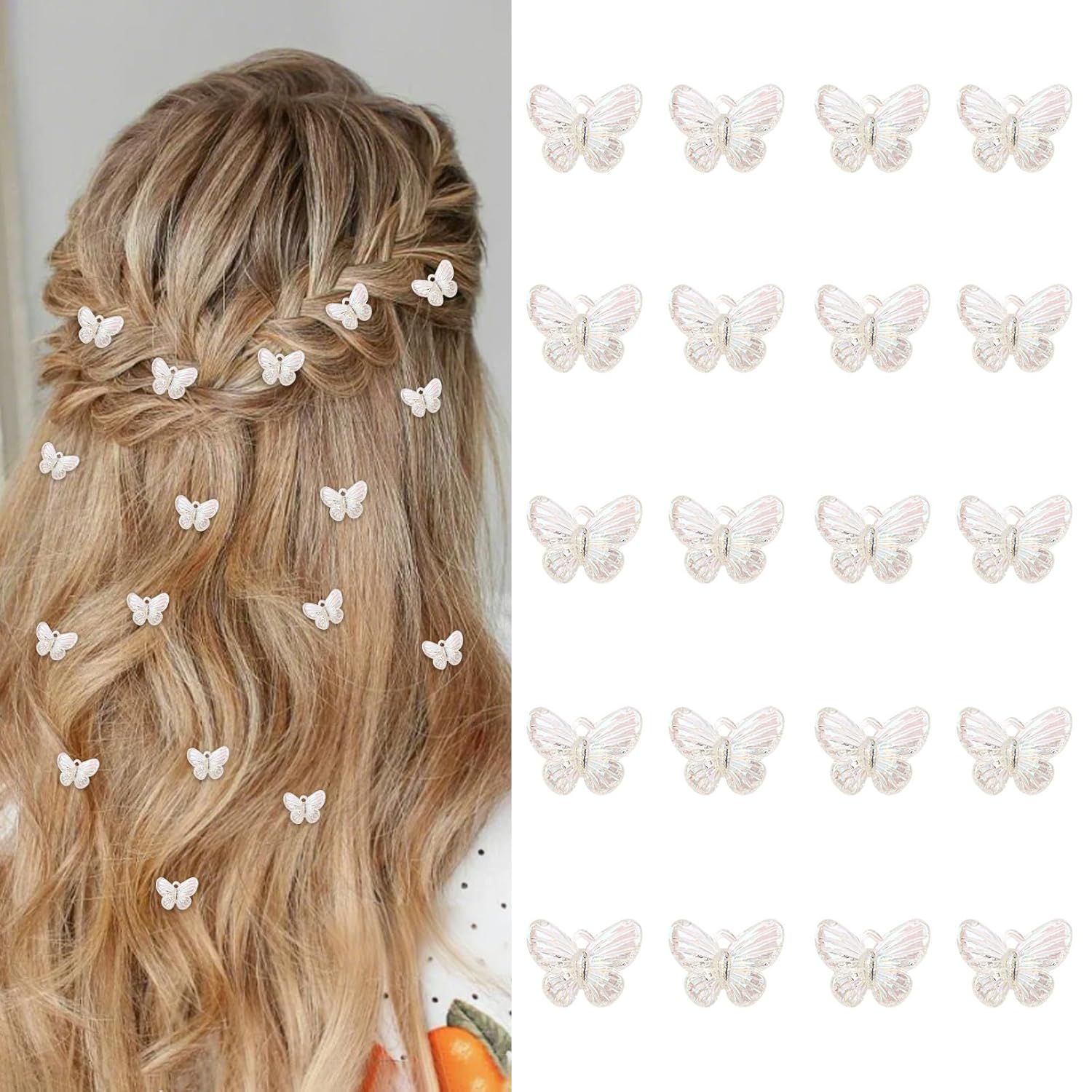 CURASA Small Butterfly Hair Clips for Women Girls White Mini Cute Butterfly Claw Clips for Hair Barrettes