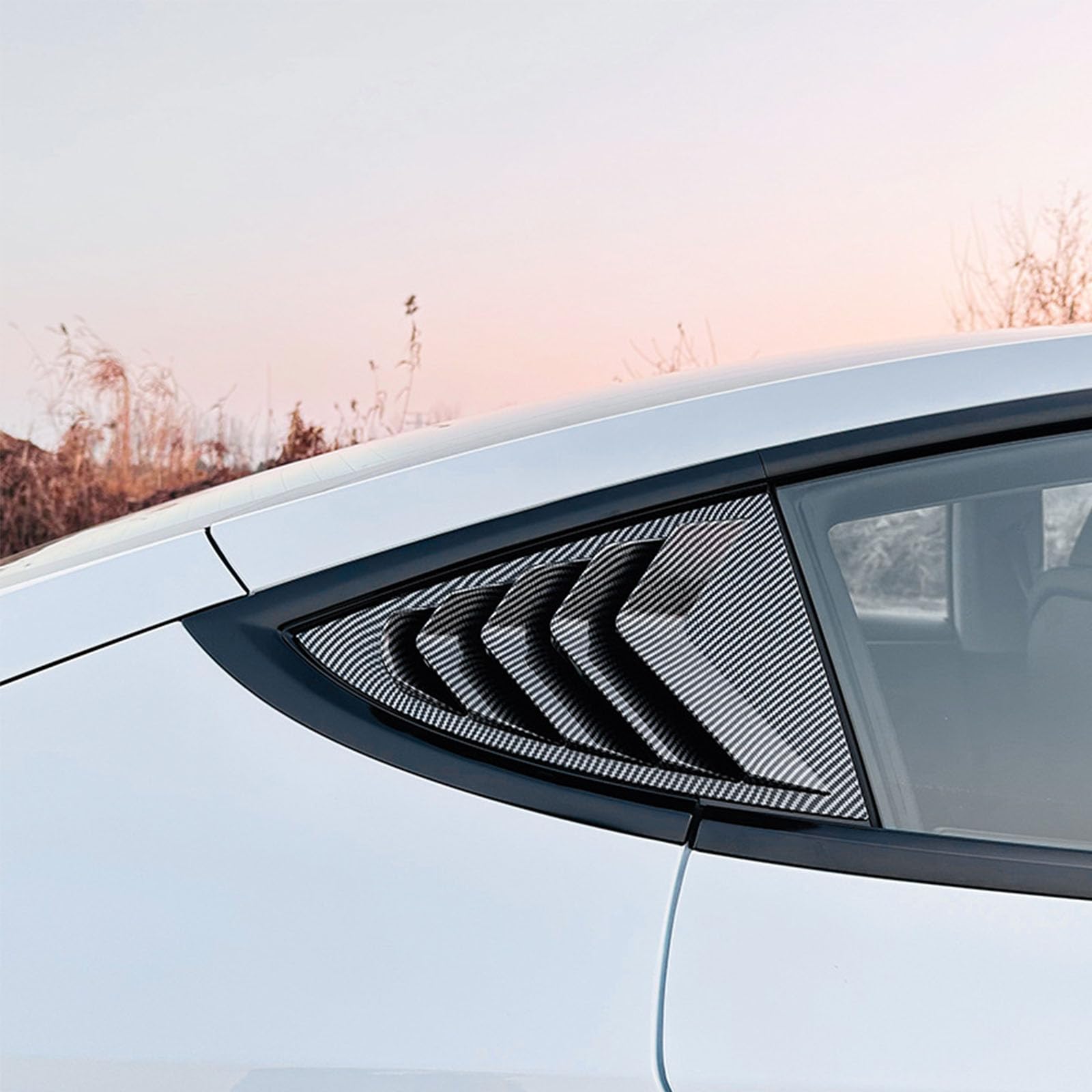 2 sztuki do Tesla Model 3 2024 +, tylne okiennice samochodowe żaluzje boczne, osłony, wykończenia, akcesoria zewnętrzne ABS, B Carbon Fiber Look