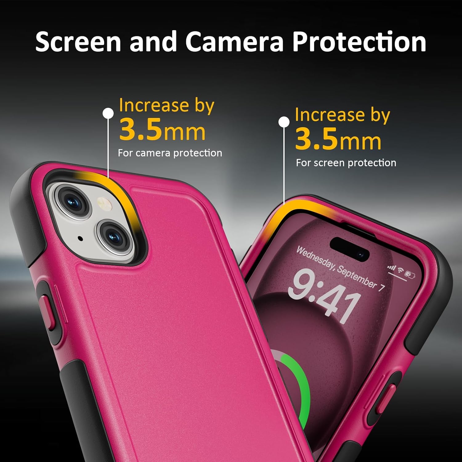 for iPhone 15 Case, Compatible with MagSafe, Heavy Duty Shockproof Protective Phone Case, Anti-Drop Protection, Dual Layer Magnetic Phone Cover for iPhone 15, 6.1", Hot Pink - Image 6
