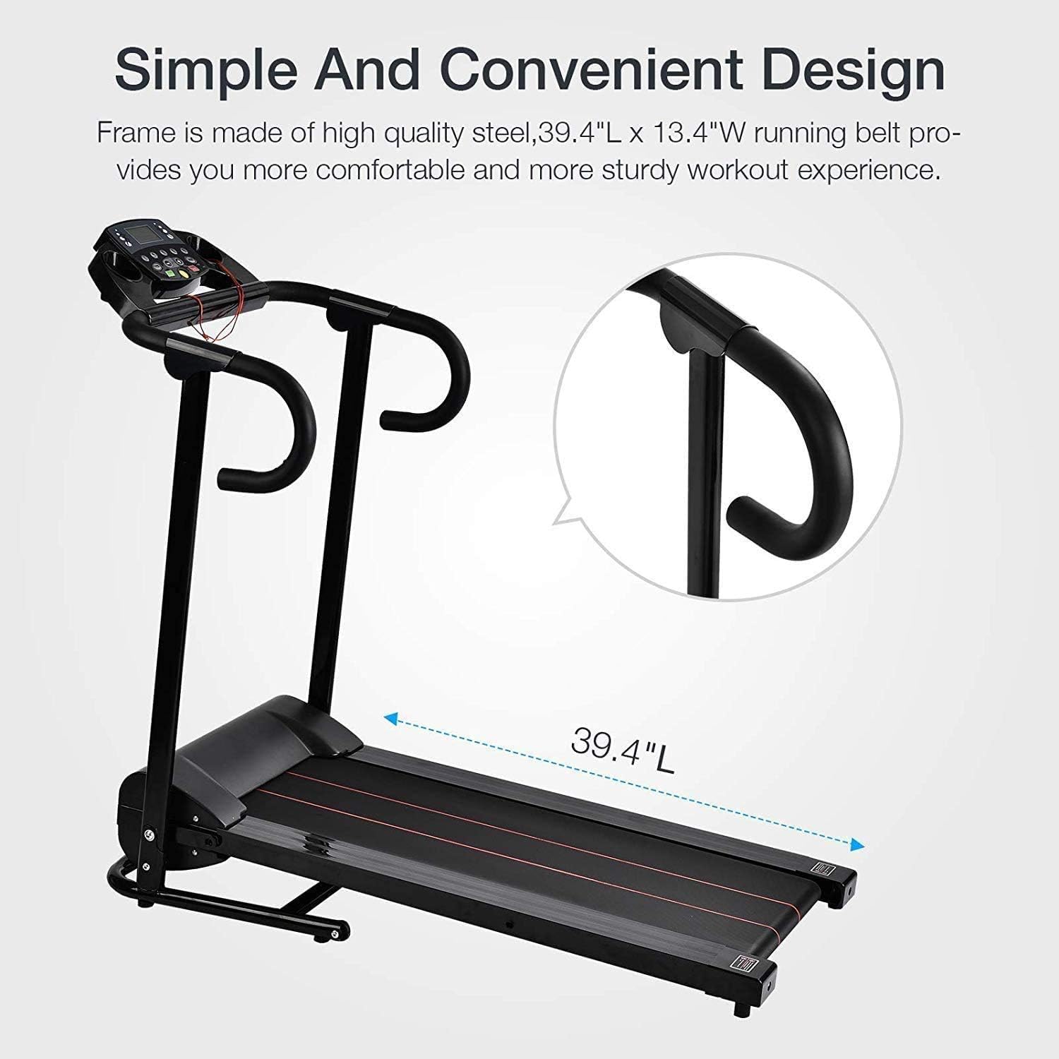 MURTISOL Electric Treadmill Folding Running Machine,Running Treadmill Machine for Home Fitness, Black
