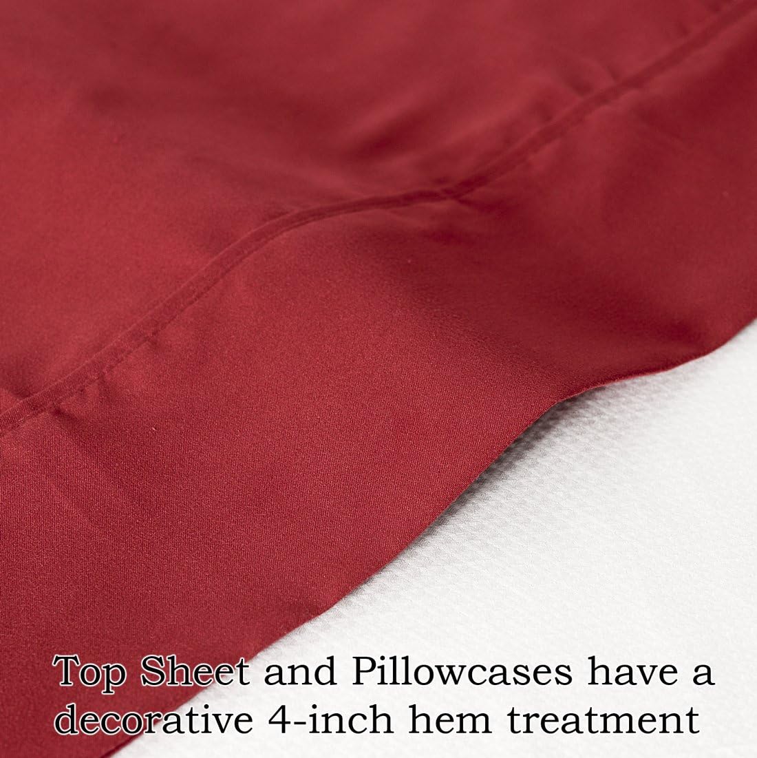 Bed Tite Stretch Fit Brushed Microfiber Soft-Woven Deep Pocket Sheet Set (Queen Size, Burgundy)