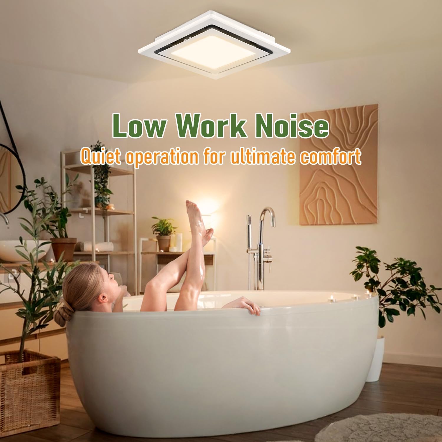 Bathroom Exhaust Fan with Light, 110CFM Bathroom Fan with Light 3000K/4500K/6000K, Quiet Vent with Lever Wire Connectors&Duct, 12 Inch Ceiling Mount Exhaust Fan for Home, Hotel, Office