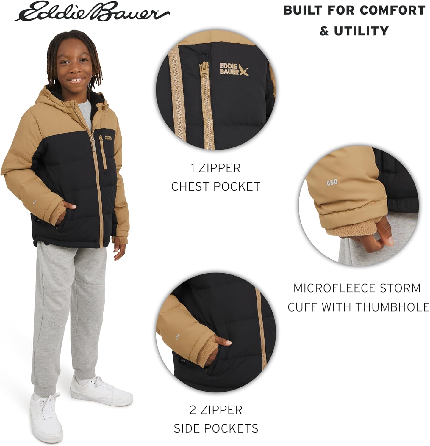 Eddie Bauer Boys' Classic Heavyweight Faux Fur Lined Hooded Insulated Down Jacket - Image 5