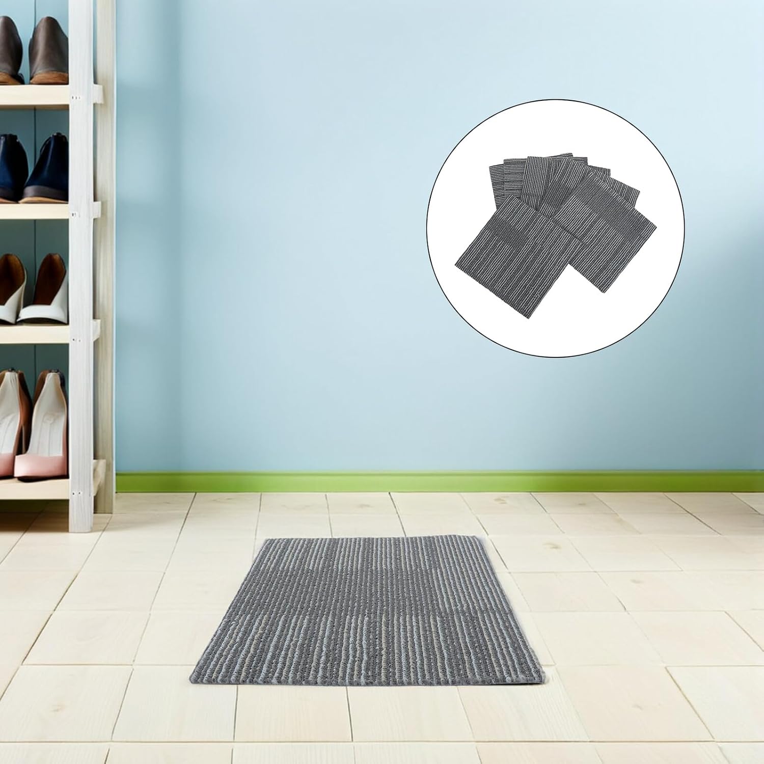 6pcs Fireproof Self-Adhesive Carpet Tiles 30x30cm Thick 6mm Polypropylene Floor Stick Tiles for Indoor Flooring Insulation and Flame Retardant Rug Squares