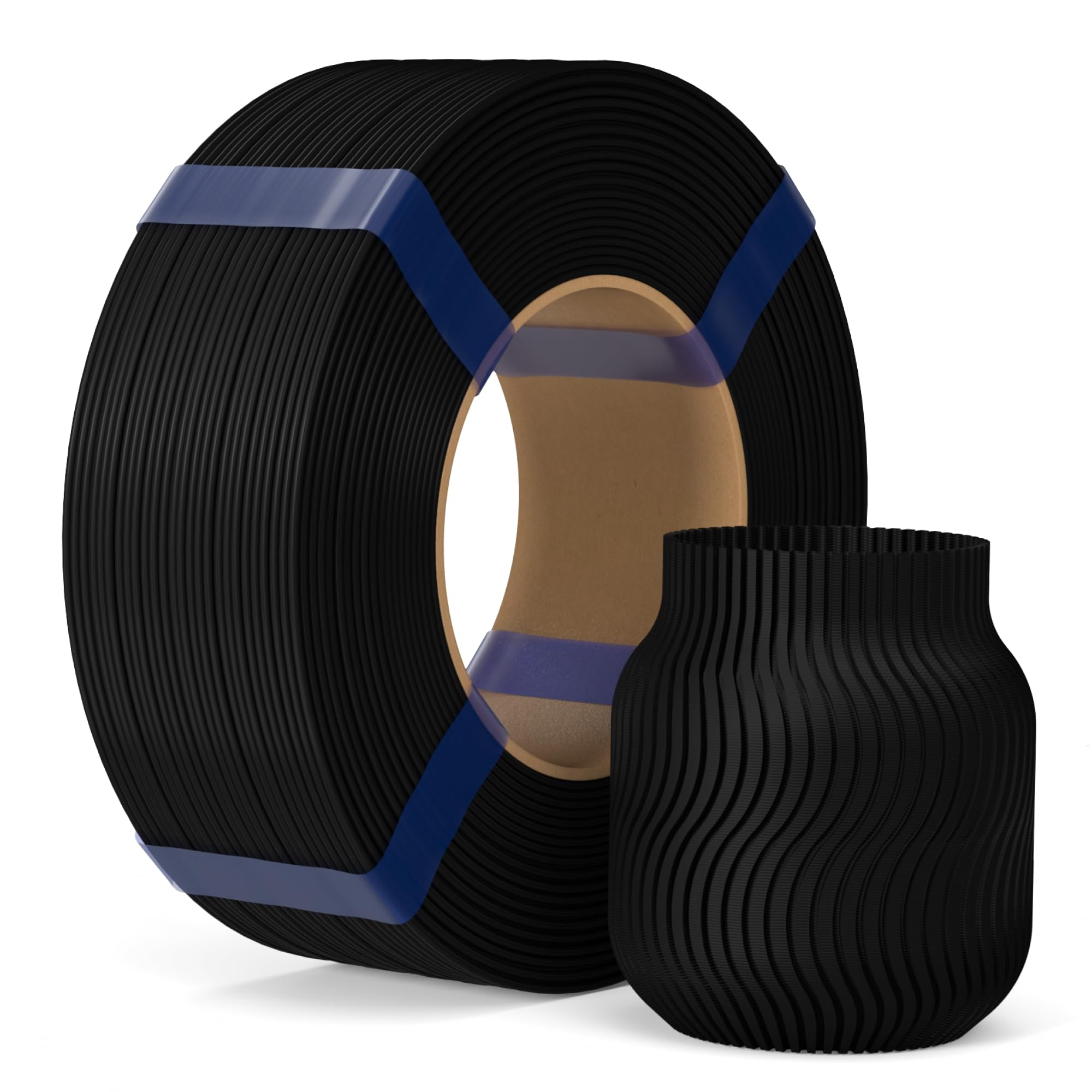 ELEGOO PLA Basic Refill Filament 1.75 mm Black 1KG, 3D Printer Filament No Spool Dimensional Accuracy +/- 0.02 mm, 3D Printing PLA for Reusable Spool Refilling