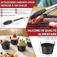 Formă din silicon pentru friteuză cu aer cald PETHREE, compatibilă cu Ninja Foodi AF400EU AF300EU și Ninja Grill, set de accesorii 9 piese, pentru 7,6L - 9,5L, fără BPA 4
