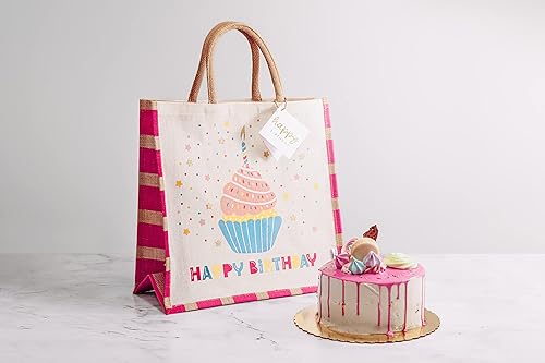 Miniatura 5 de Paquete de 6 bolsas grandes de arpillera de yute, ecológicas, asas de algodón, reutilizables y biodegradables, bolsas de regalo de golosinas, bolsas