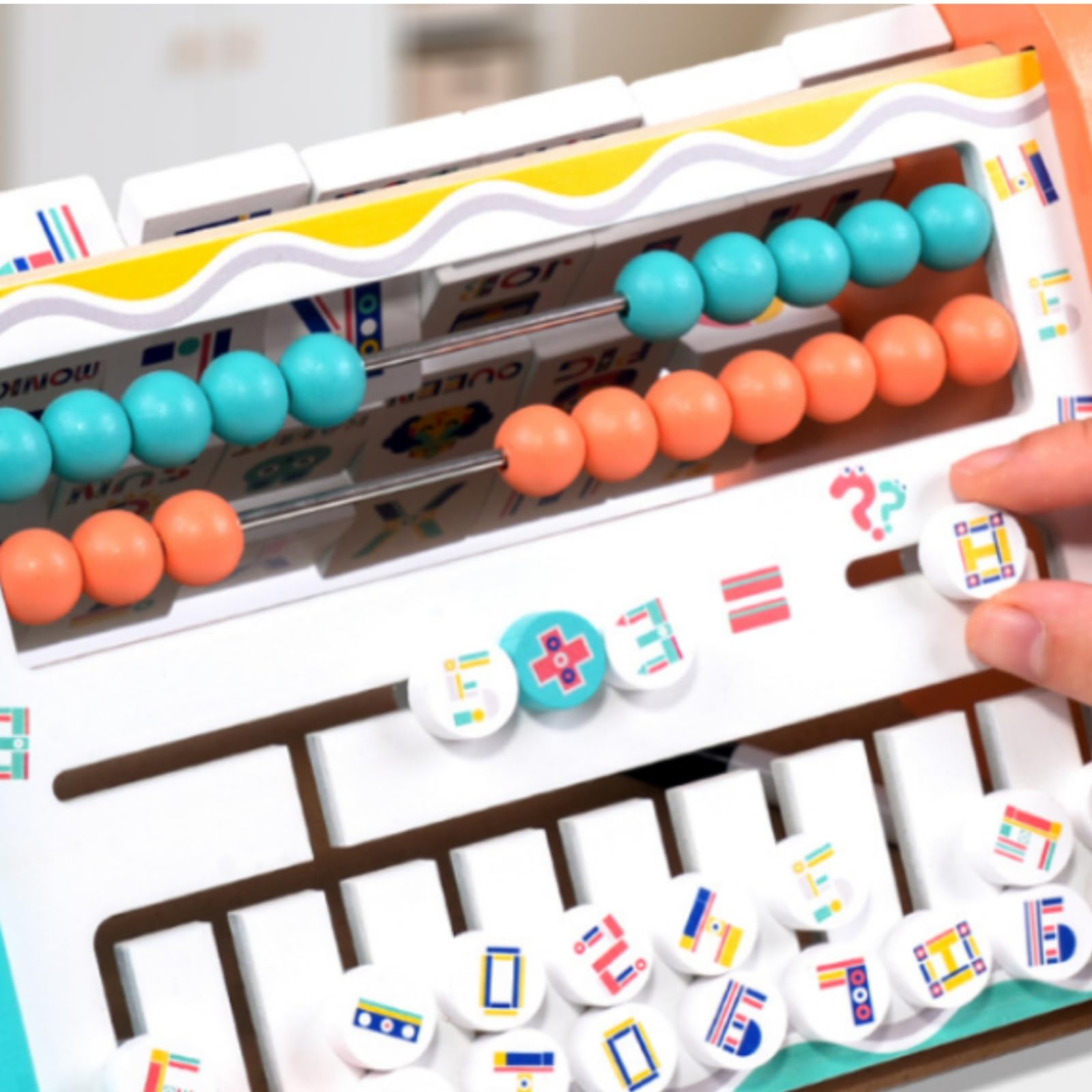 MagiDeal Reloj de Aprendizaje para Niños Tablero Educativo Abaco Pizarra Marcadores Letras Madera Multifunción con Agujas Ajustables y Base Triangular Adecuado para Aula Hogar Viajes