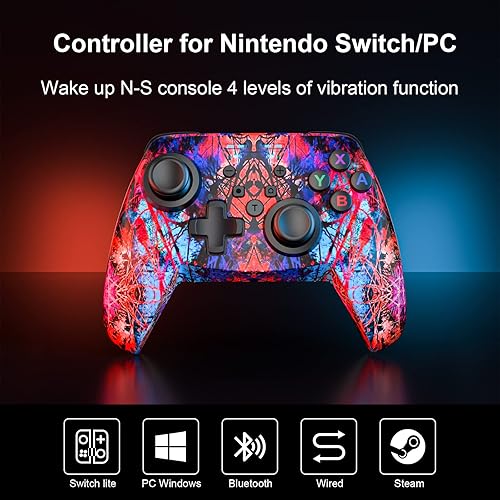 Vista 2 de Wireless Controller for Nintendo SwitchLiteSwitch OLED, Gaming Pro Controller Compatible PC with Wake-Up, Wireless Gamepad with 6-Axis Gyroscope