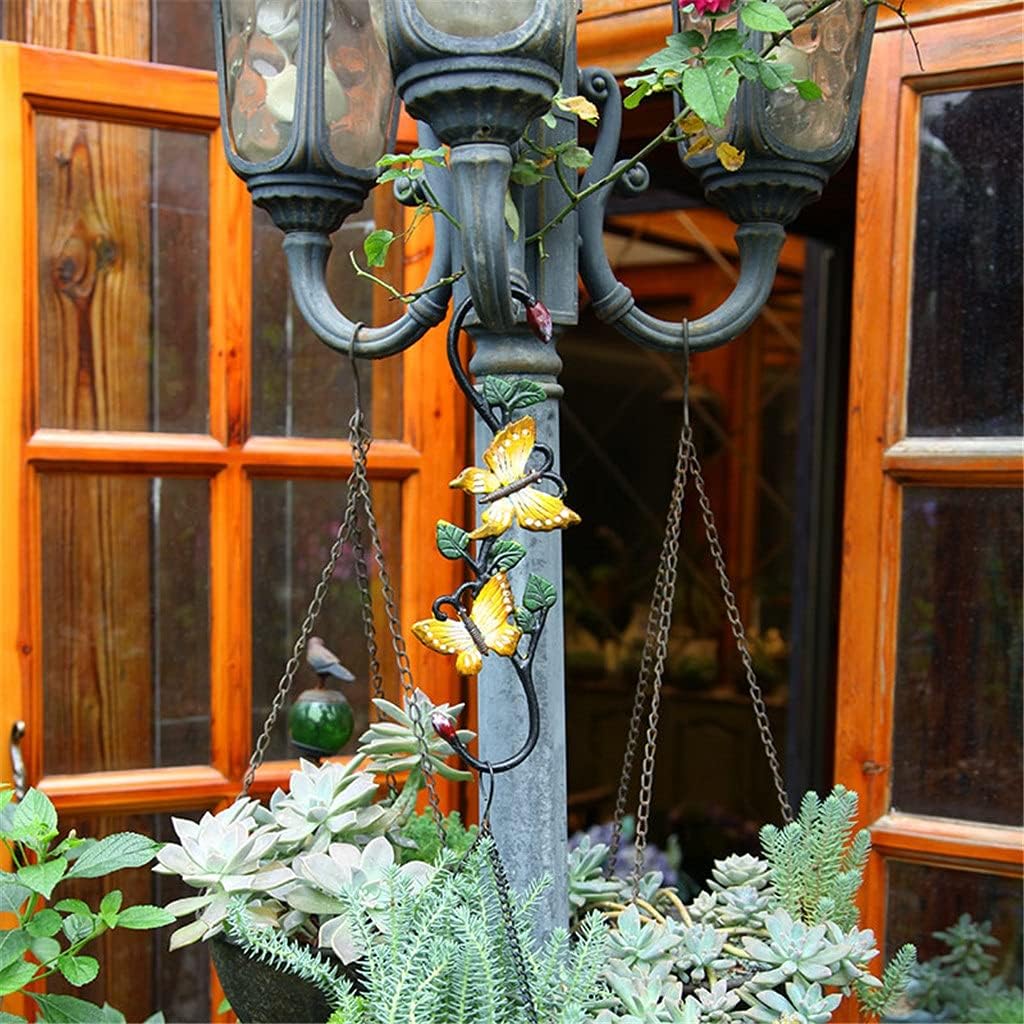 3 pc Hand Painted Cast Iron S Shaped Wall Hook in Leaves Butterfly Dragonfly Hummingbird Flower Basket Hanging Rack