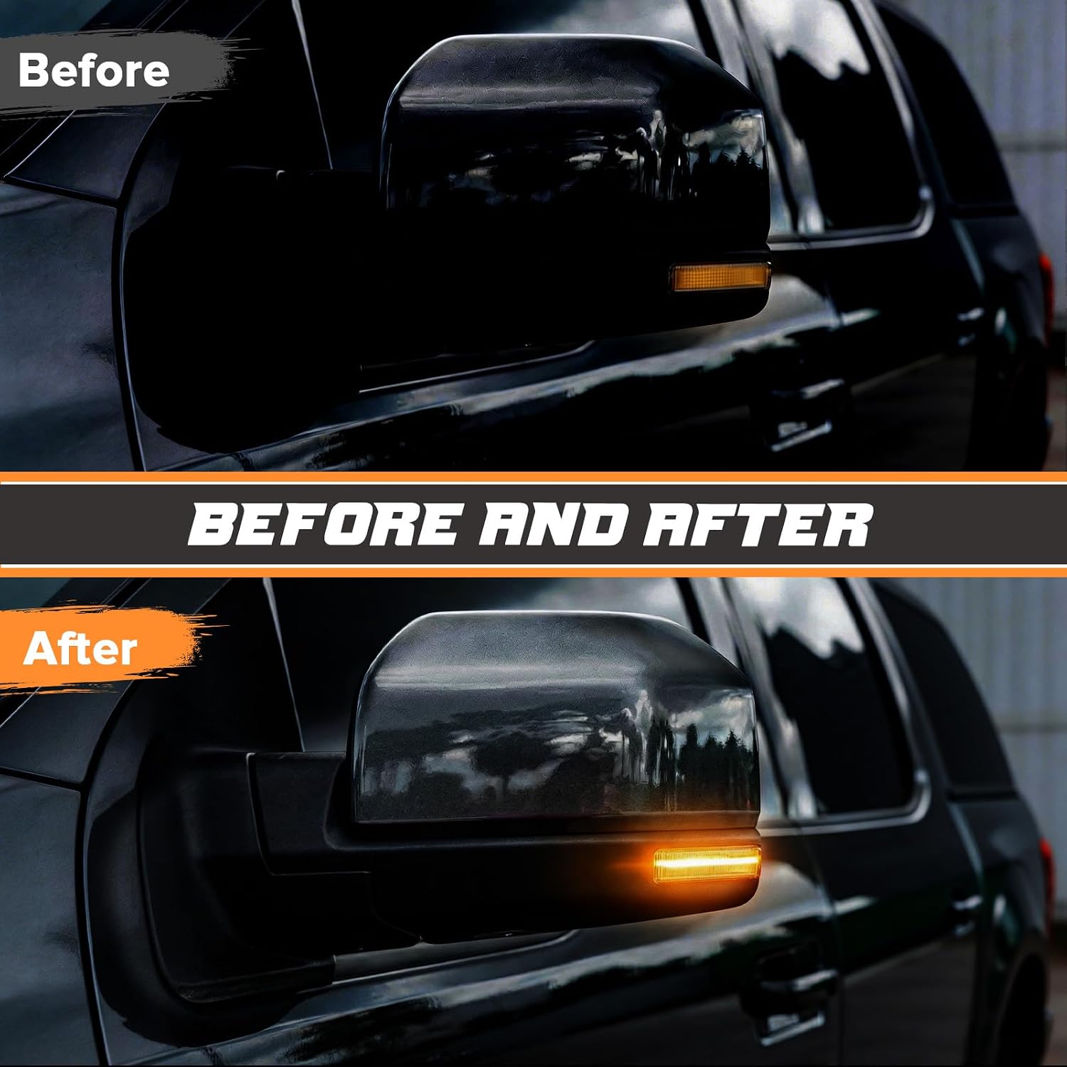 Side Mirror Turn Signal Lights LED Assembly Compatible with F150 2015-2020,Dynamic Sequential Turn Signal Light (Smoked Lens Yellow Light)