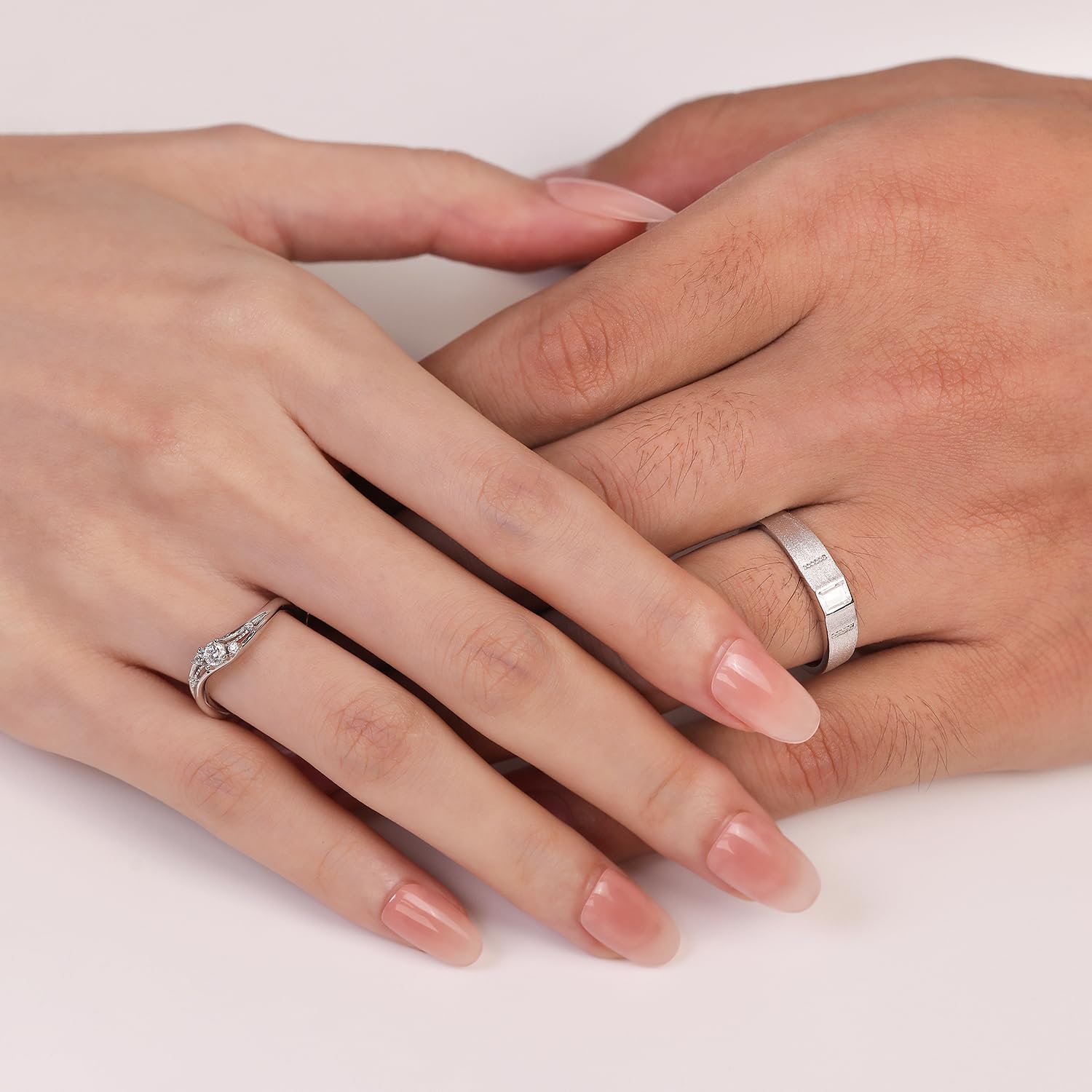 Meissa Anillos de Compromiso de Plata 925 Pareja Alianzas Ajustables Mujer 3.5mm & Hombre 4.6mm Joyas de Pareja para Boda Aniversario San Valentín Regalo para Ella y Él