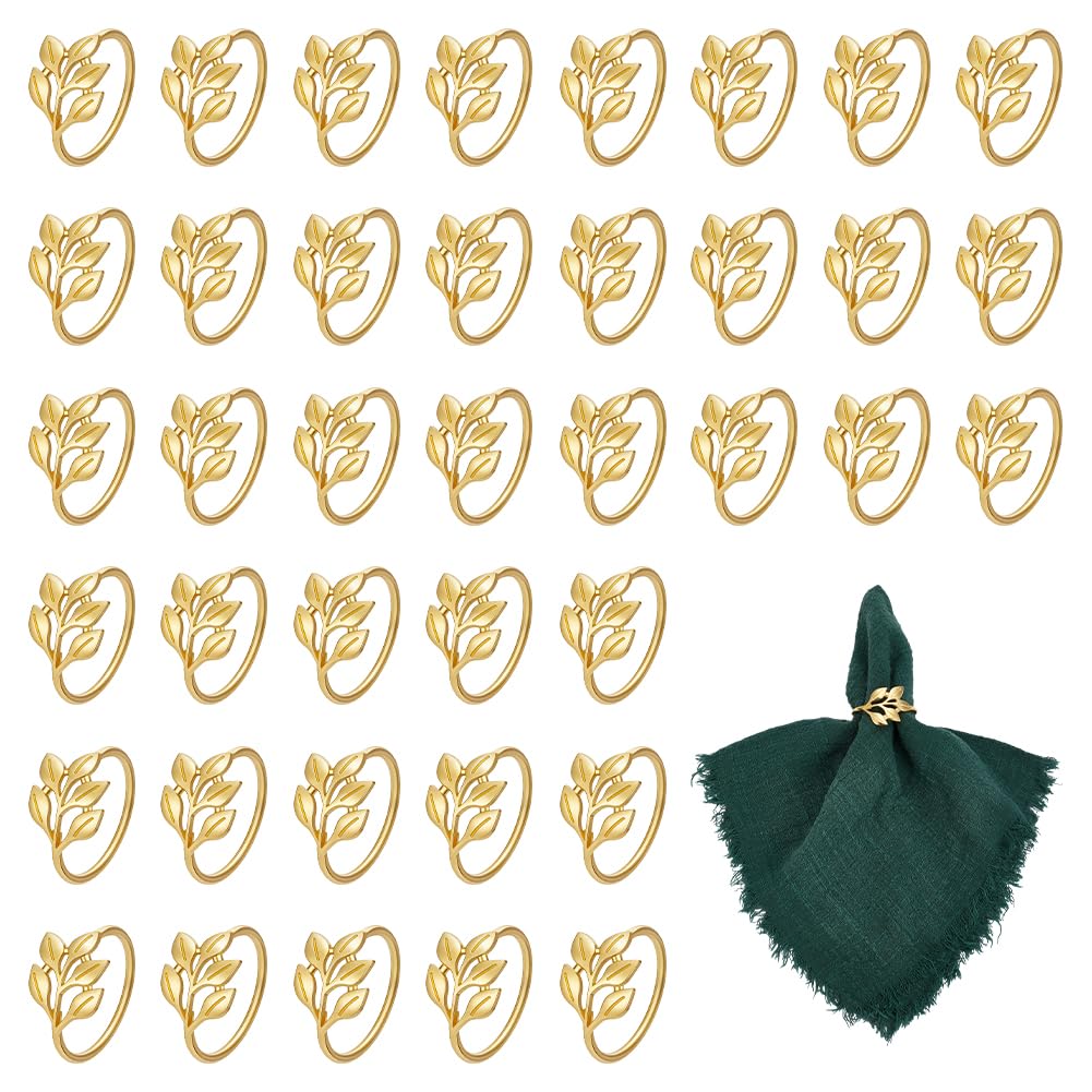 UNICRAFTALE 100pcs Anneaux de Serviette en Feuille Dorée en Alliage en Gros Porte Serviette Métallique Décor de Serviette pour Dîners Banquets Thanksgiving Noël Fêtes Mariage