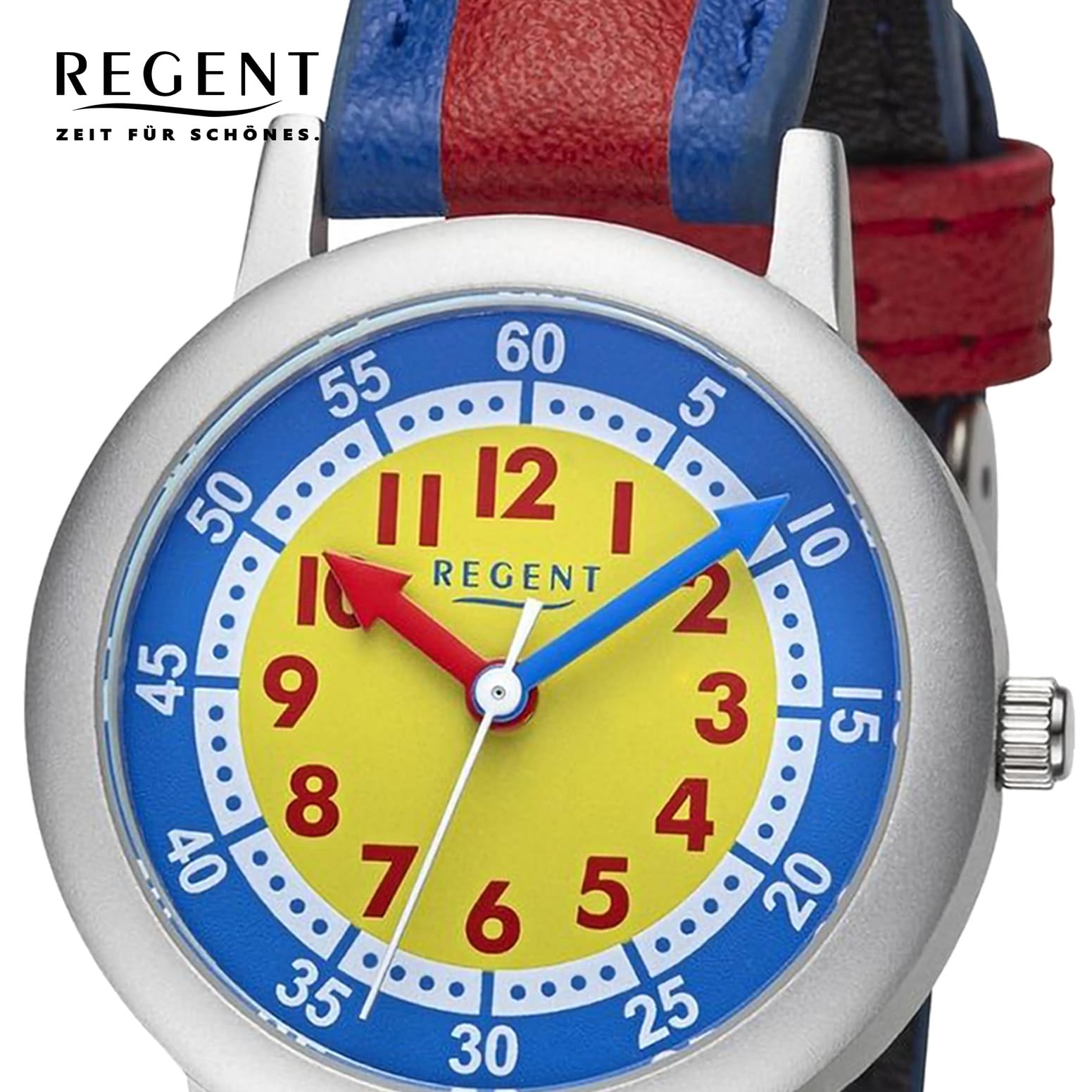 REGENT Kinderuhr Unisex in Silber-blau-gelb-rot Aluminium ⌀30mm F-1472